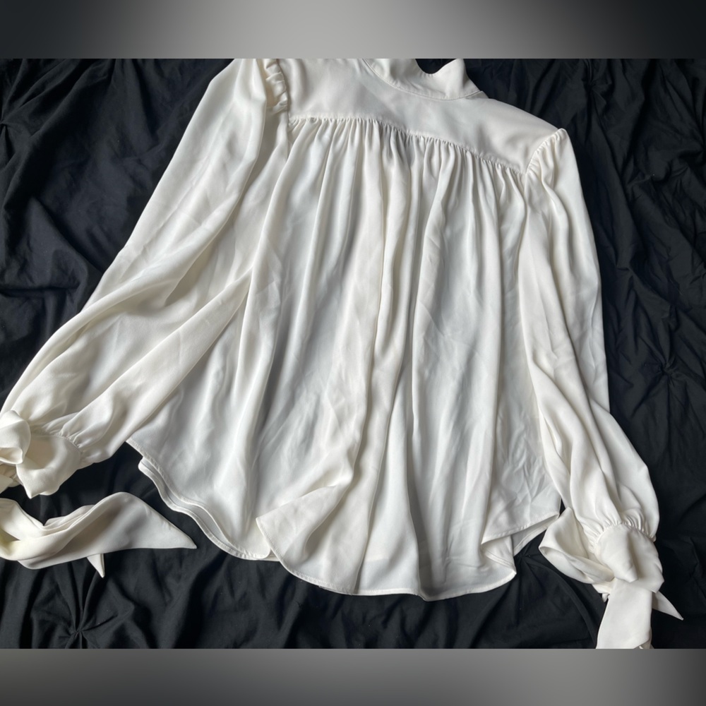 Elegant White Blouse with Bow Sleeves (read description)